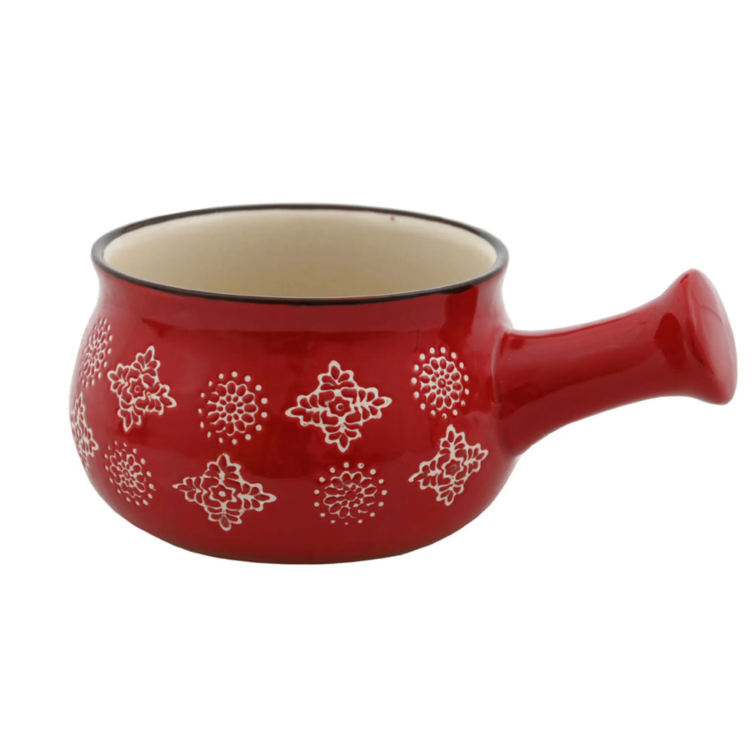 Miljögården "Merry" große Suppenschüssel rot mit weißem Muster