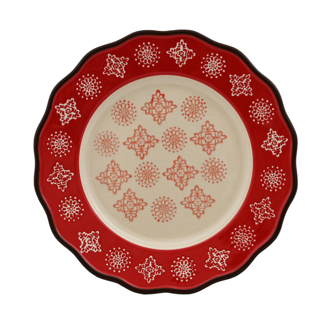Miljögården "Merry" Teller ø 20,5 cm rot mit weißem Muster