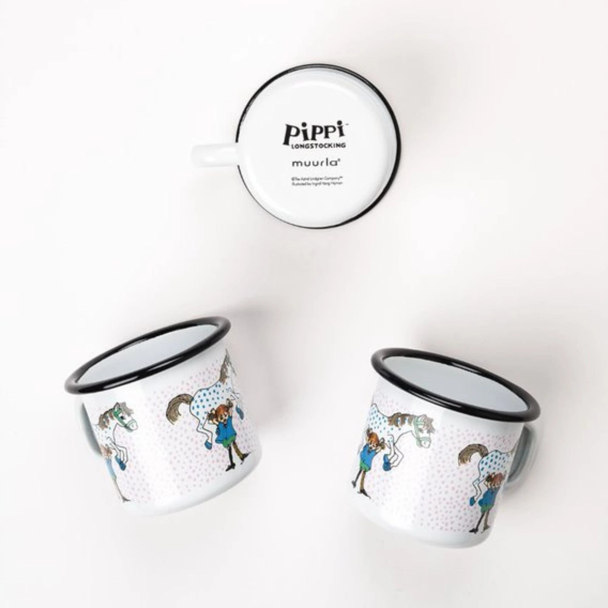 Muurla Tasse Emaille "Pippi Langstrumpf und ihr Pferd" 0,25 L