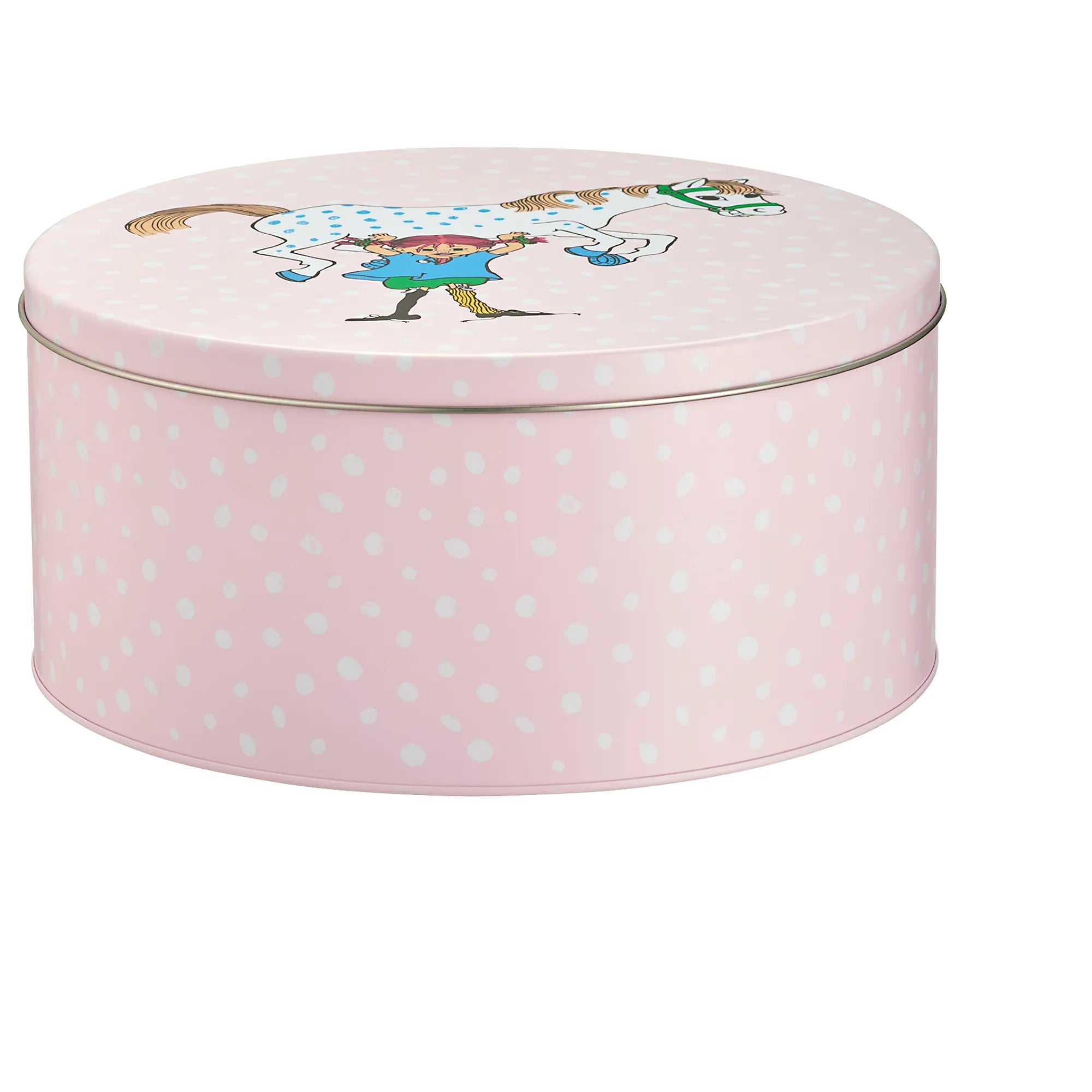 Muurla Aufbewahrungs-Dose "Pippi Langstrumpf und ihr Pferd" rosa 22 cm