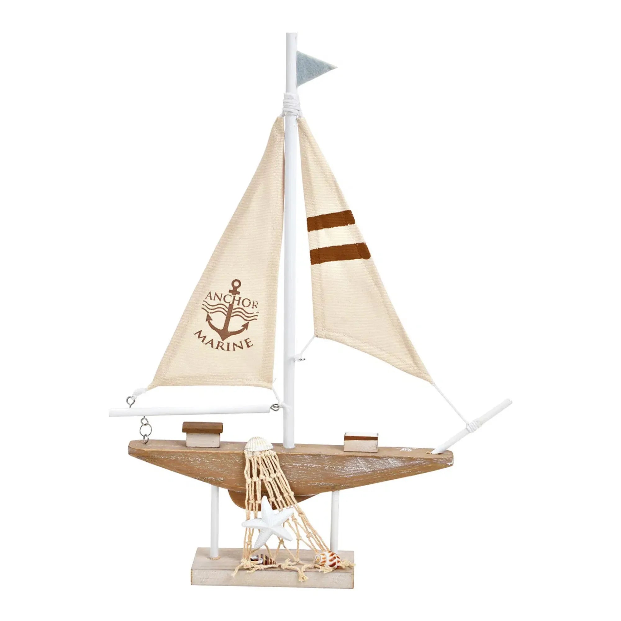 Segelboot aus Holz und Leinen 40 cm hoch