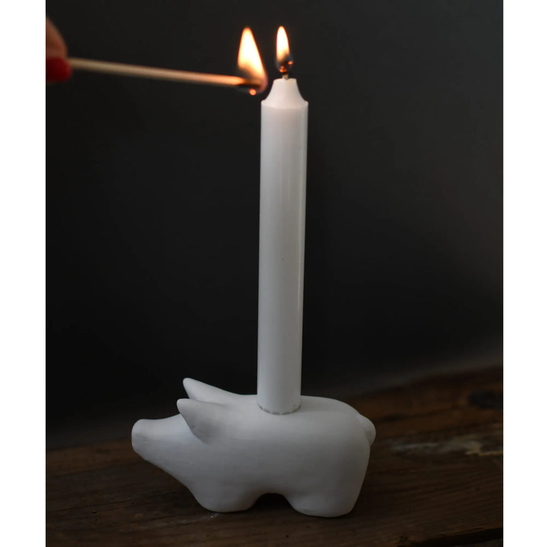 Storefactory Kerzenhalter Schwein "Hubert" Weihnachten weiß