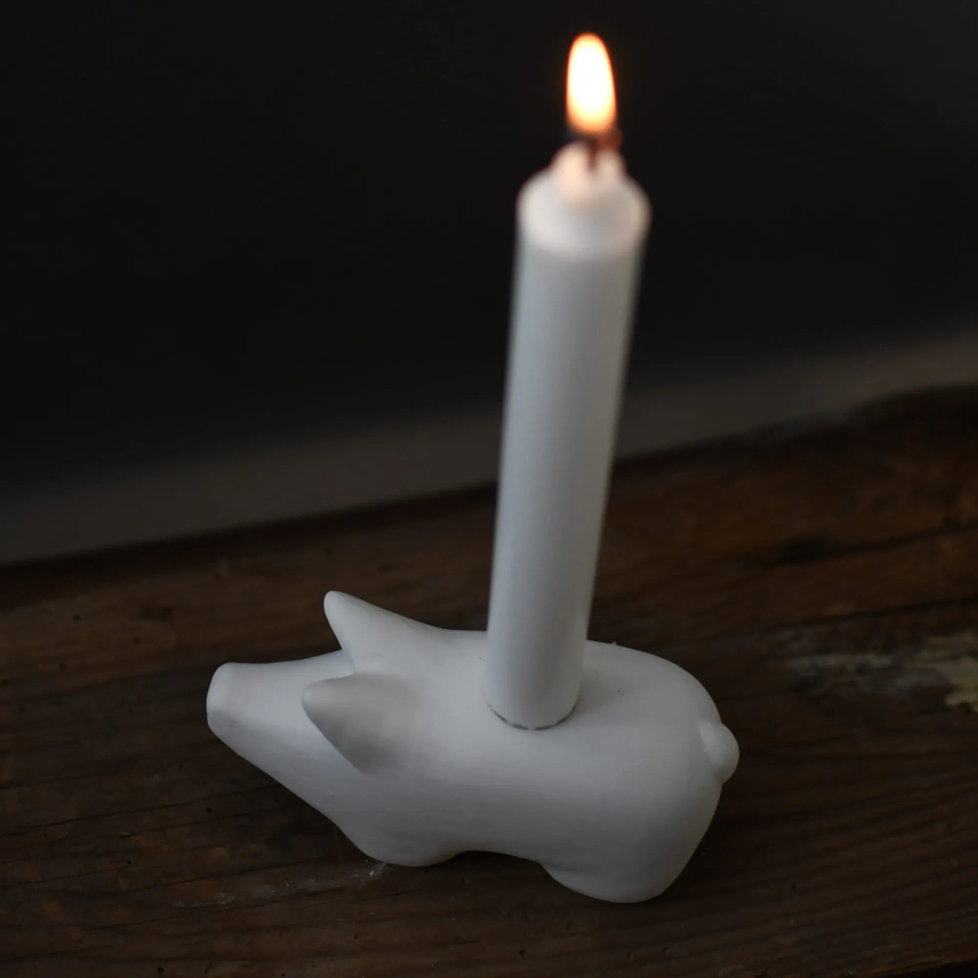 Storefactory Kerzenhalter Schwein "Hubert" Weihnachten weiß