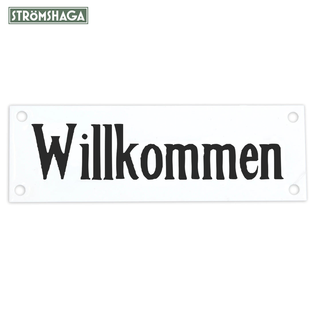 Strömshaga Emaille Schild "Willkommen" 5 x 15 cm