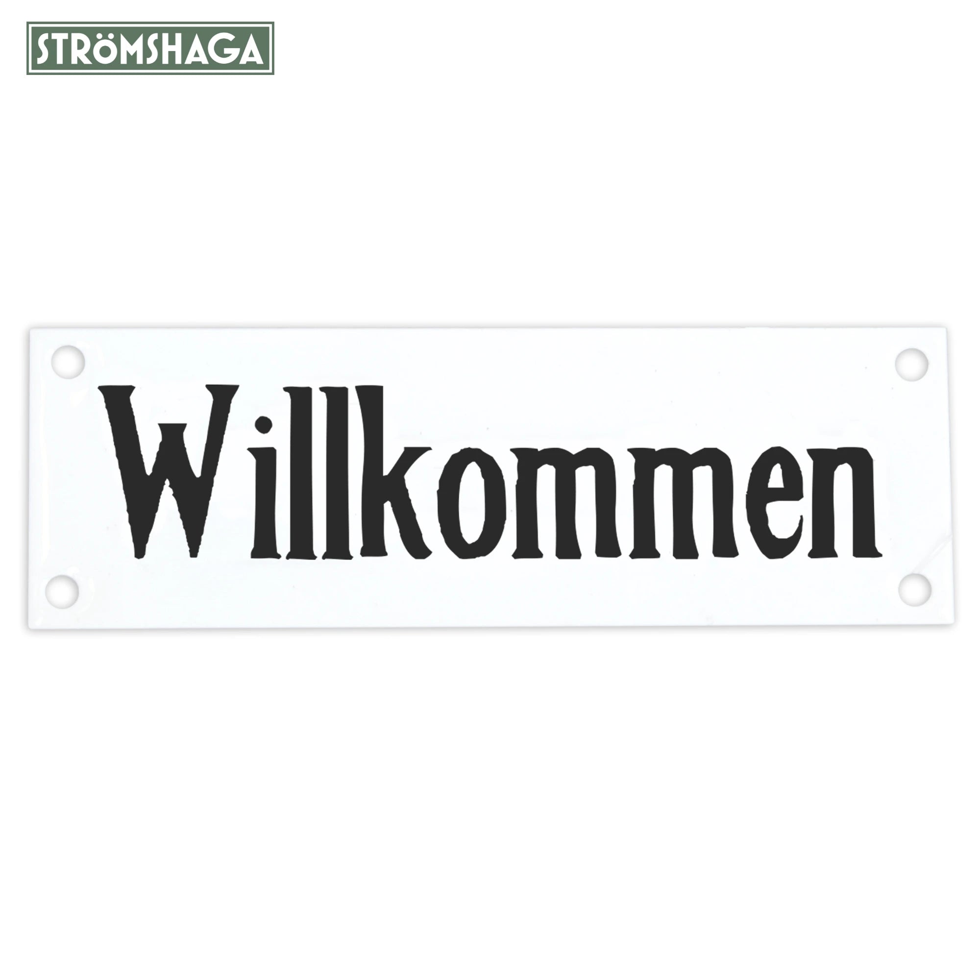 Strömshaga Emaille Schild "Willkommen" 5 x 15 cm