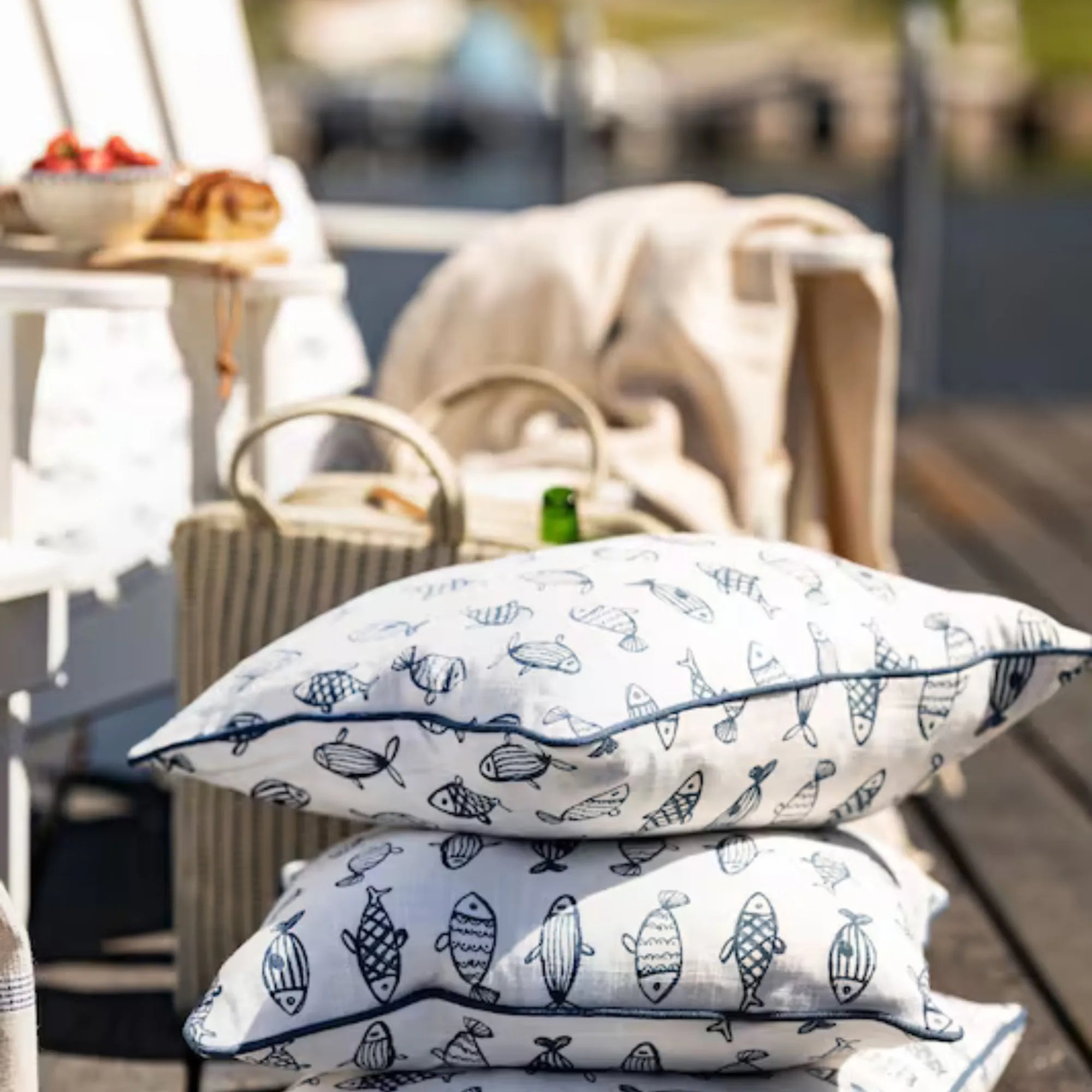 Strömshaga Kissenbezug Fische "Fiskevik" 45 cm