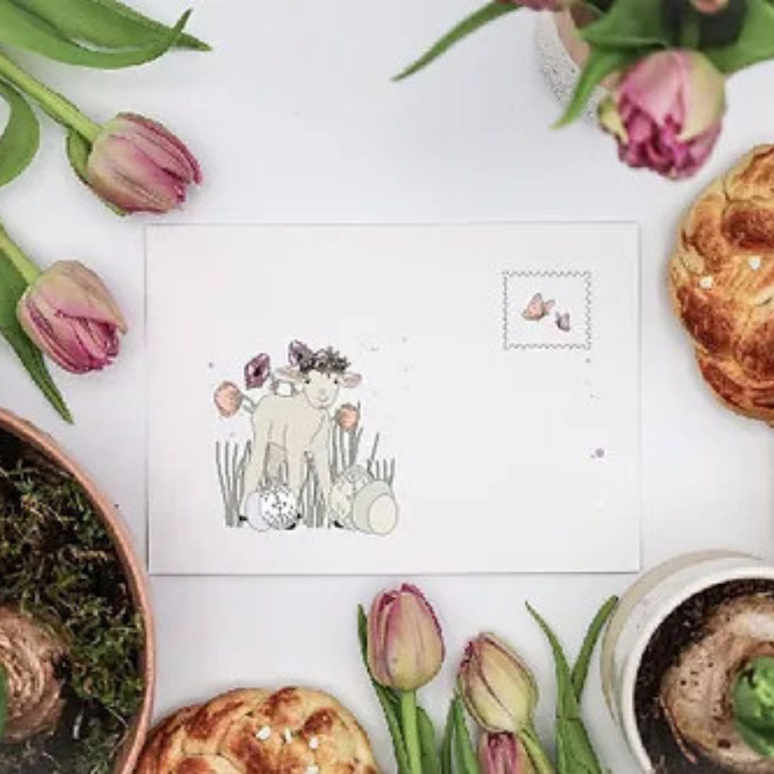 Verblühmeinnicht Briefumschlag "Osterlamm"