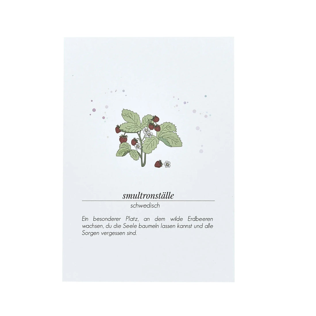 Verblühmeinnicht Postkarte "Smultronställe - Erdbeeren"