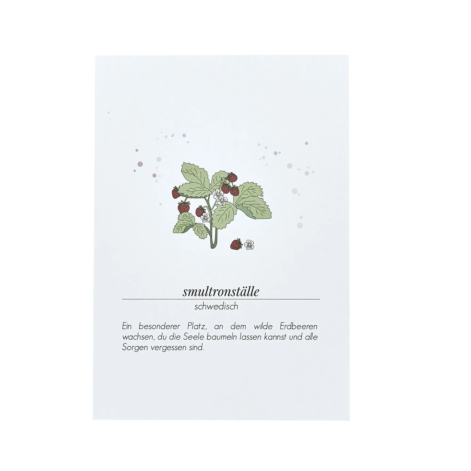 Verblühmeinnicht Postkarte "Smultronställe - Erdbeeren"