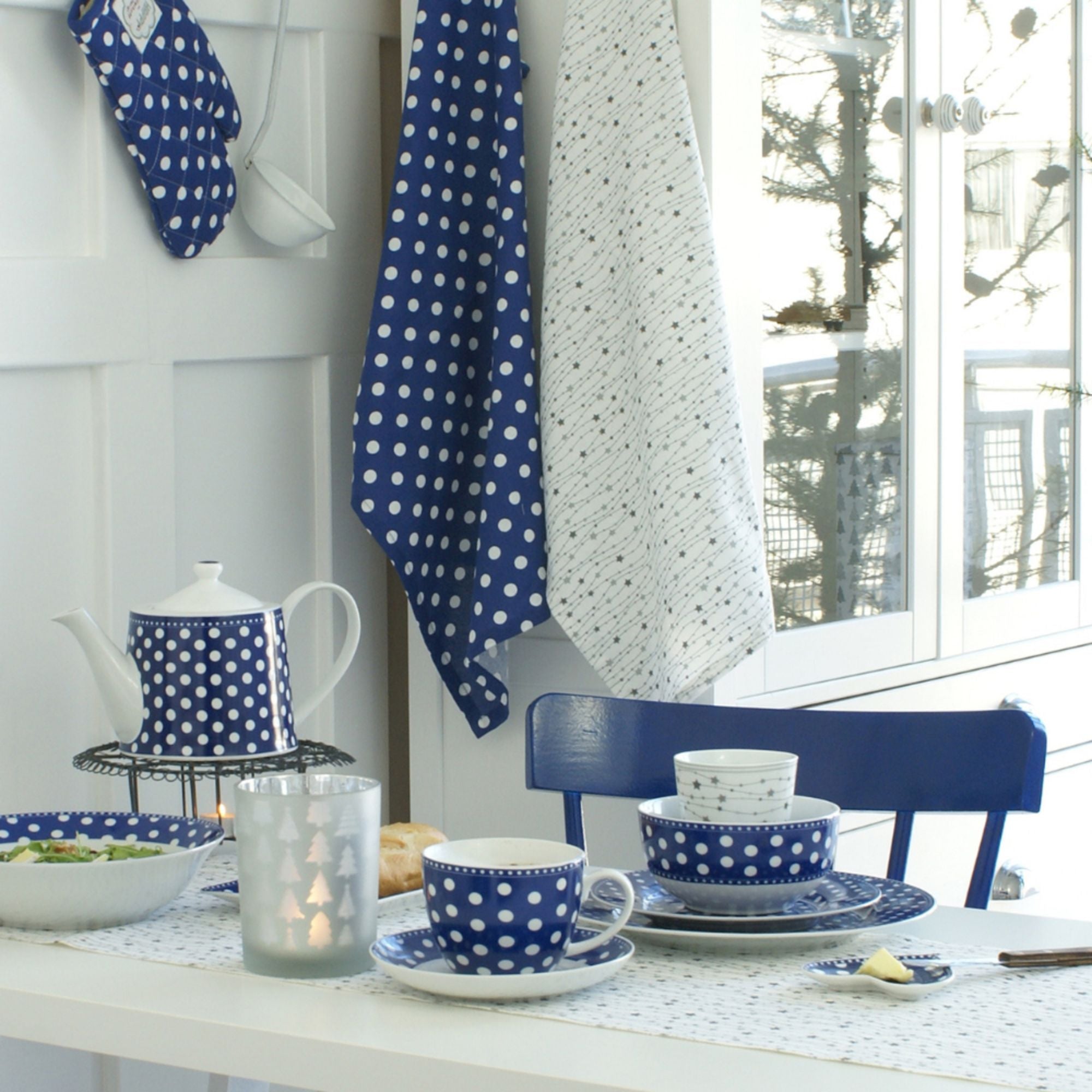 Krasilnikoff Schale Salatschüssel "Dots Dark Blue"