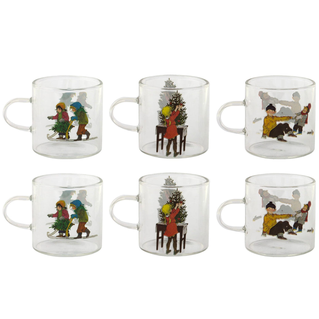 "Wir Kinder von Bullerbü" Kapitel 1 weihnachtliche Gläser mit Henkel 6-teiliges Set