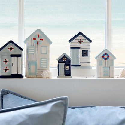 Chic Antique Strandhaus "Ocean" blau gestreift 15,5 cm handbemalt