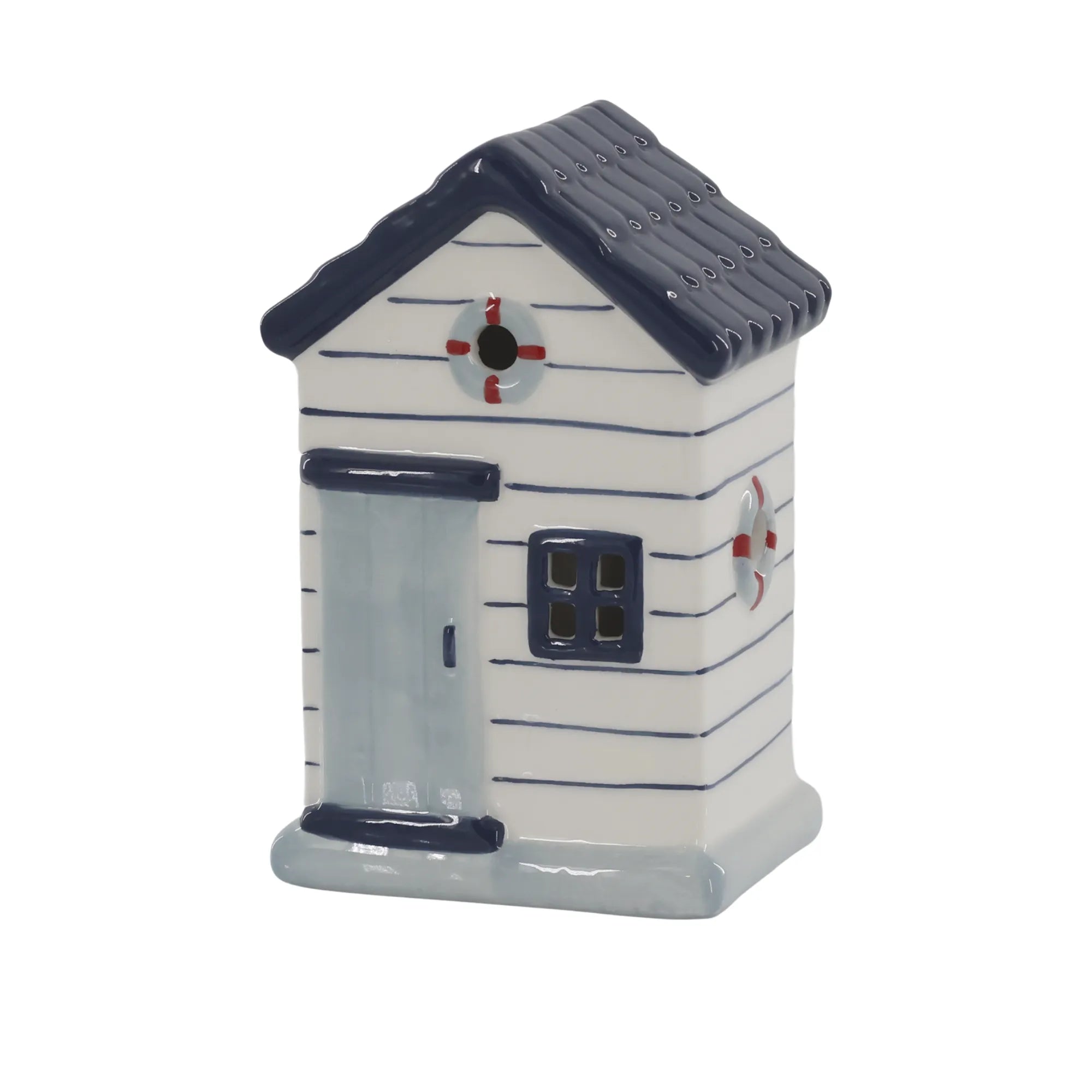 Chic Antique Strandhaus "Ocean" blau gestreift 15,5 cm handbemalt