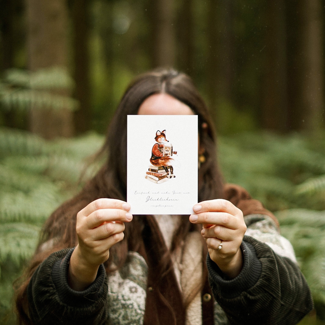 Fuchsmaedchen Postkarte Bücherfuchs &quot;Einfach mal mehr Zeit...&quot;