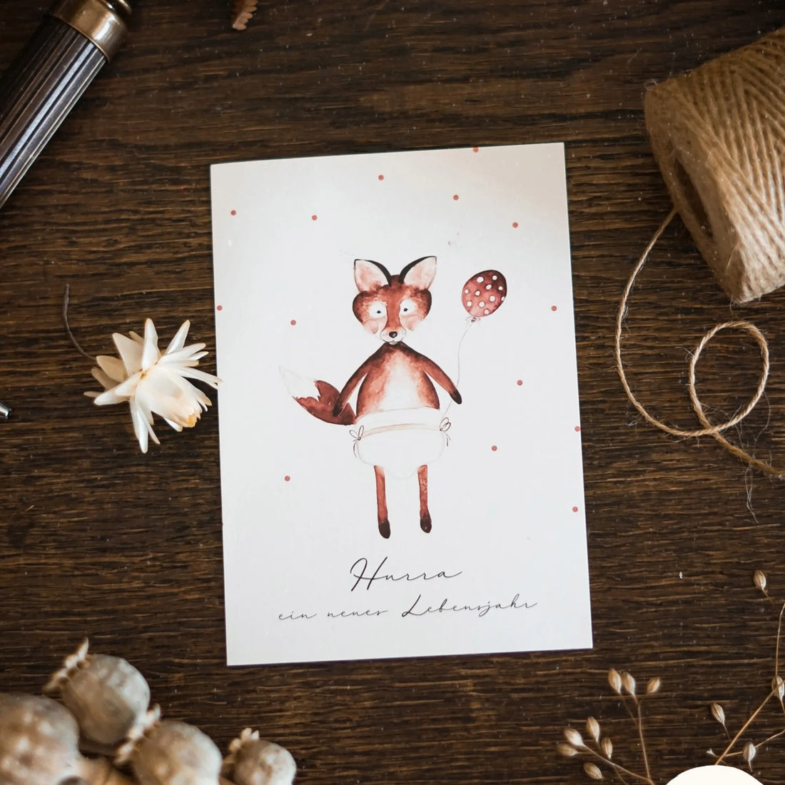 Fuchsmaedchen postkarte kleiner geburtstags fuchs anna und ole shop