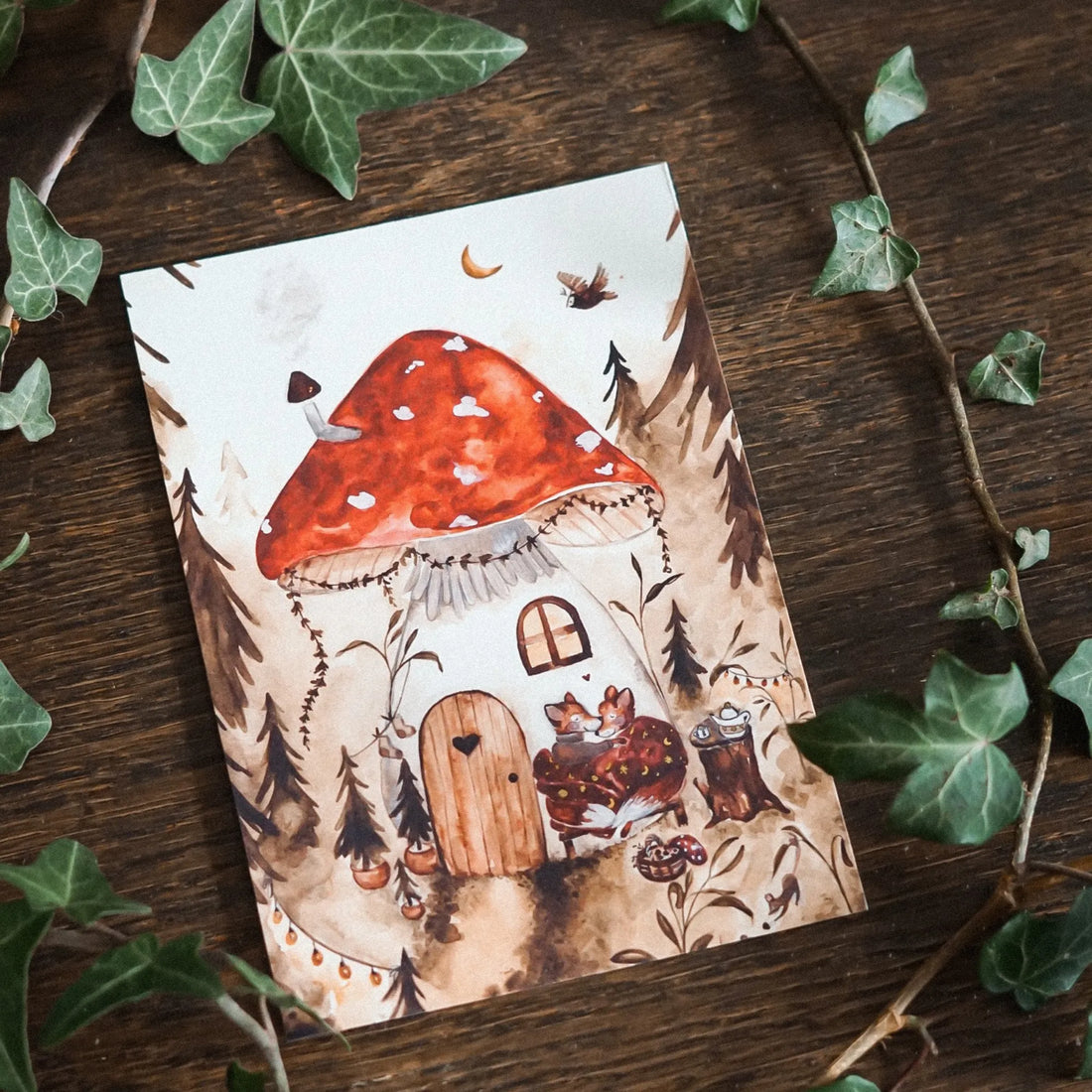 Fuchsmaedchen postkarte pilzhäuschen anna und ole shop