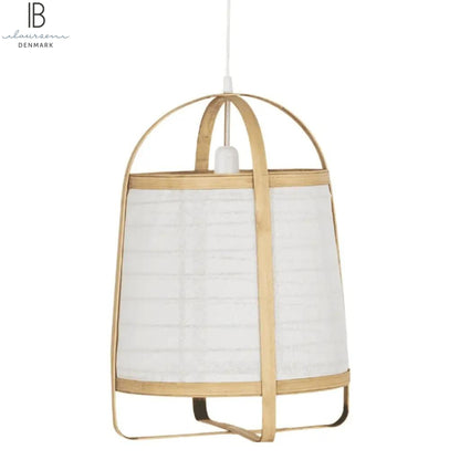 Ib Laursen Hangelampe aus Bambus mit weißem Stoffbezug anna  ole shop
