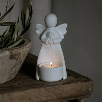 Majas Cottage "Dankeschön" Engel weiß Kerzenhalter 14 cm hoch