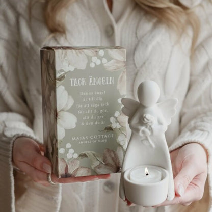 Majas Cottage "Dankeschön" Engel weiß Kerzenhalter 14 cm hoch