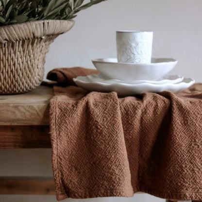 Majas Cottage Tischläufer zimt braun 50 x 140 cm aus Baumwolle