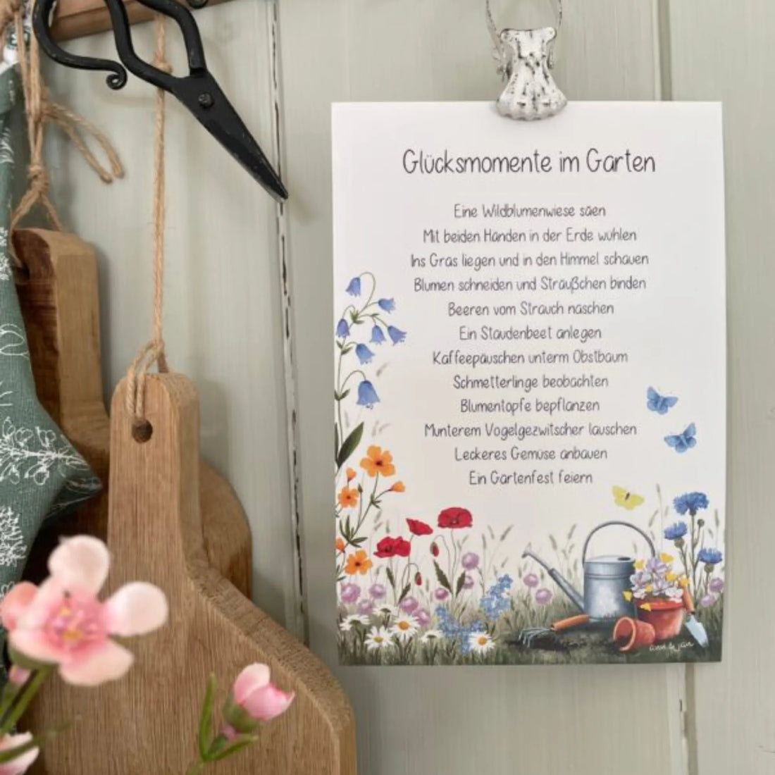 Ann & Jan Große Postkarte „Glücksmomente im Garten“