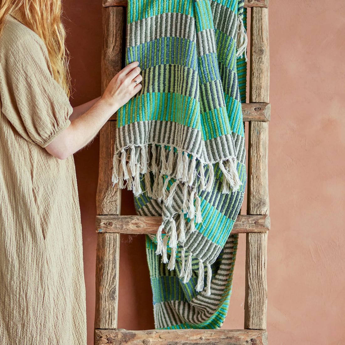 bloomingville decke isnel grün blau grau gestreift anna und ole shop