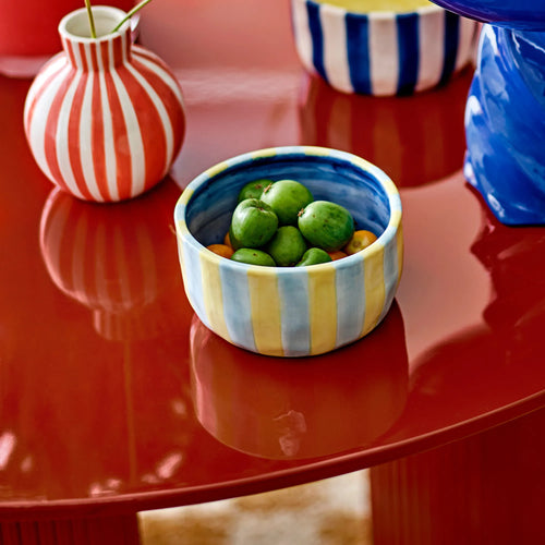 Bloomingville Schale Schüssel "Phoenix" gelb hellblau gestreift 300 ml