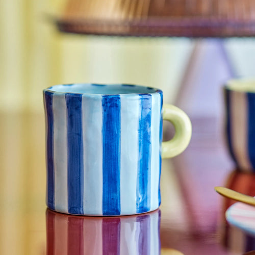 Bloomingville Tasse Becher "Phoenix" blau gestreift 250 ml