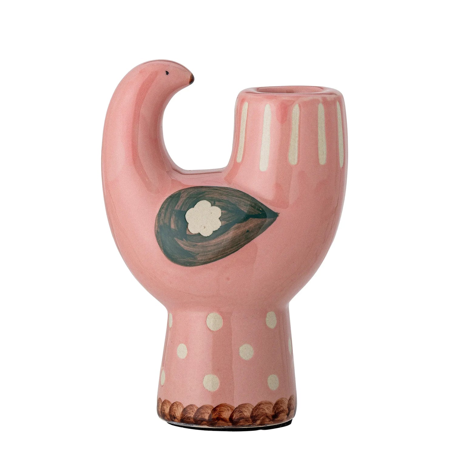 Bloomingville Kerzenhalter &quot;Trudy&quot; Vogel aus Steingut Rosa