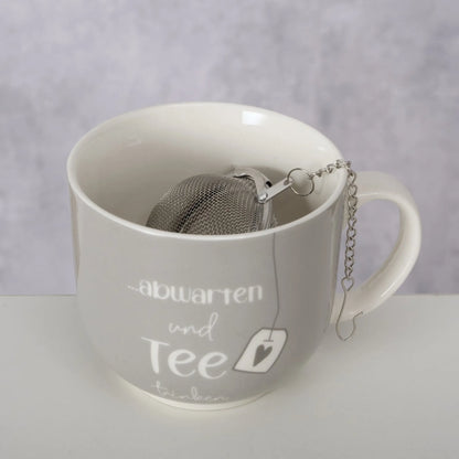 Boltze Tasse &quot;Abwarten und Tee trinken&quot; inkl. Teesieb