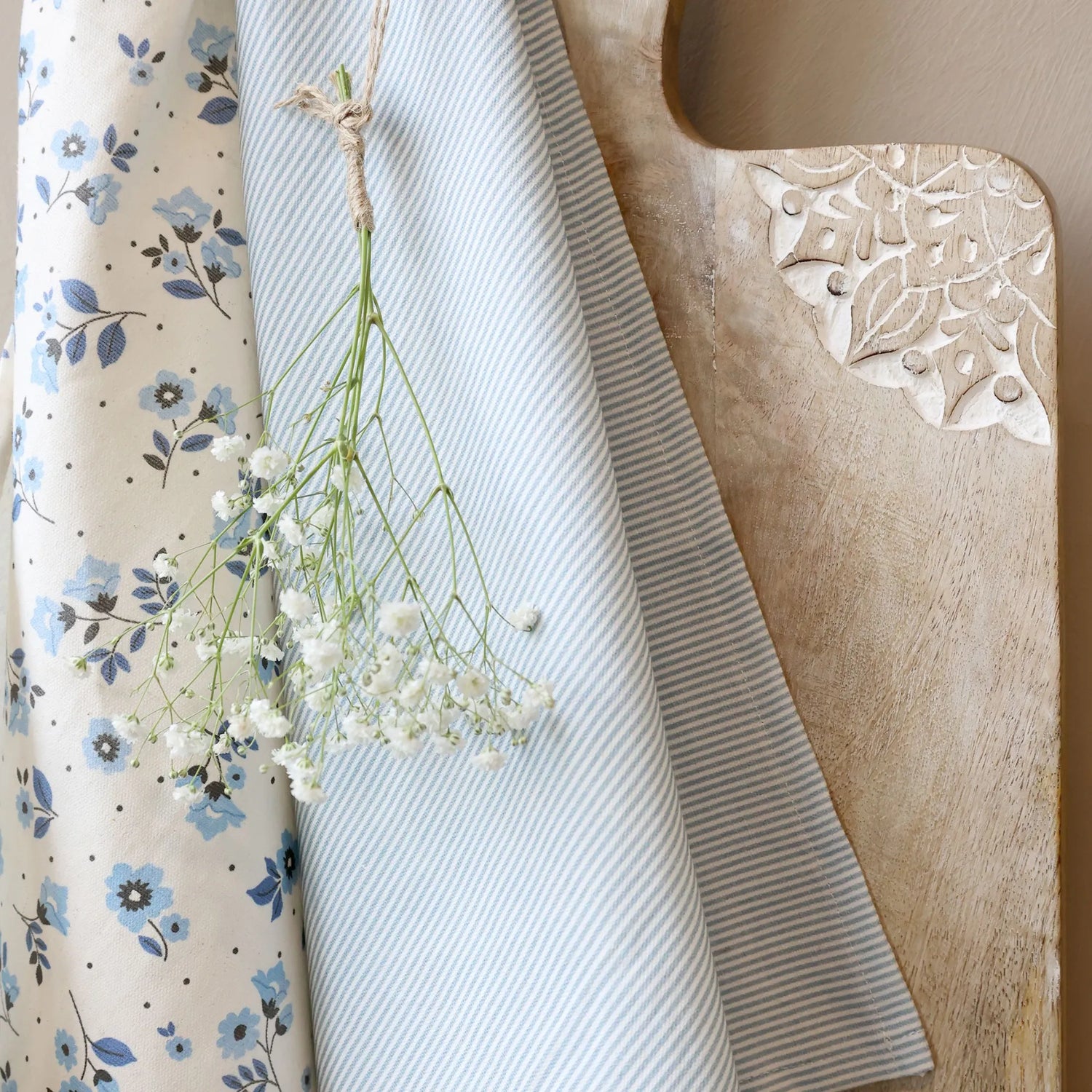 Geschirrtuch blau weiß gestreift 50x70 cm Baumwolle von Chic Antique