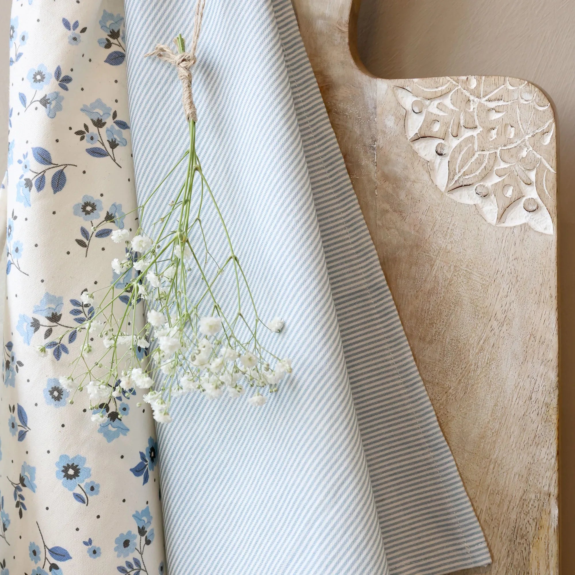 Geschirrtuch blau weiß gestreift 50x70 cm Baumwolle von Chic Antique