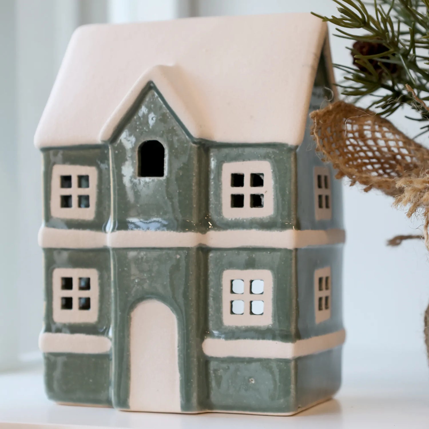 Chic Antique &quot;Chamonix&quot; Haus für Teelichter verte grün 14 cm