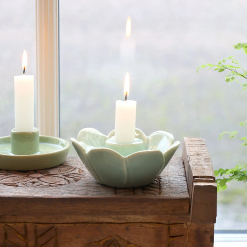 Chic Antique Kerzenhalter "Massy" grün verte in Blumenform