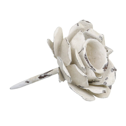 Chic Antique Kerzenhalter mit Spieß für Adventskranz antik creme weiß