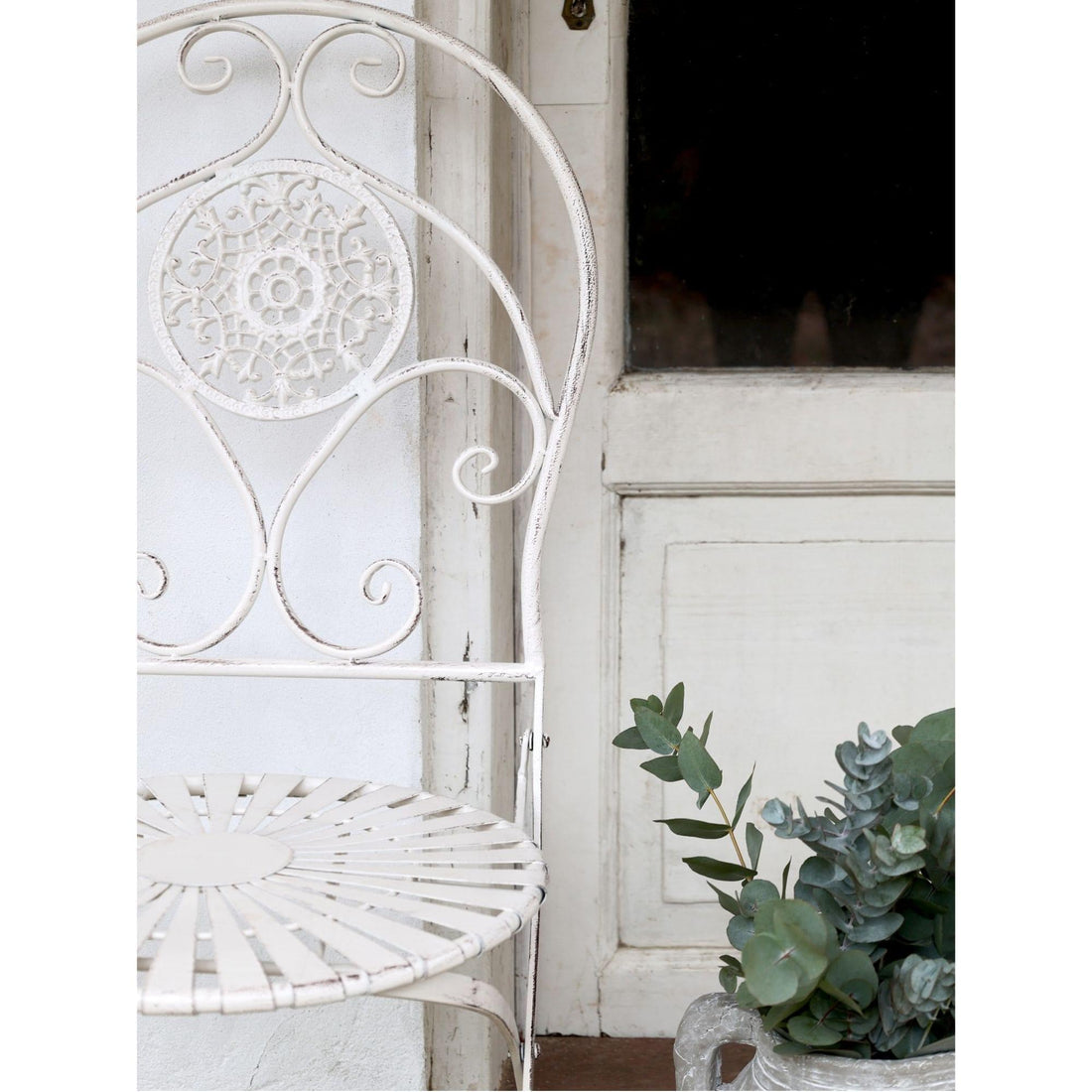 Chic Antique Gartenstuhl aus Eisen weiß