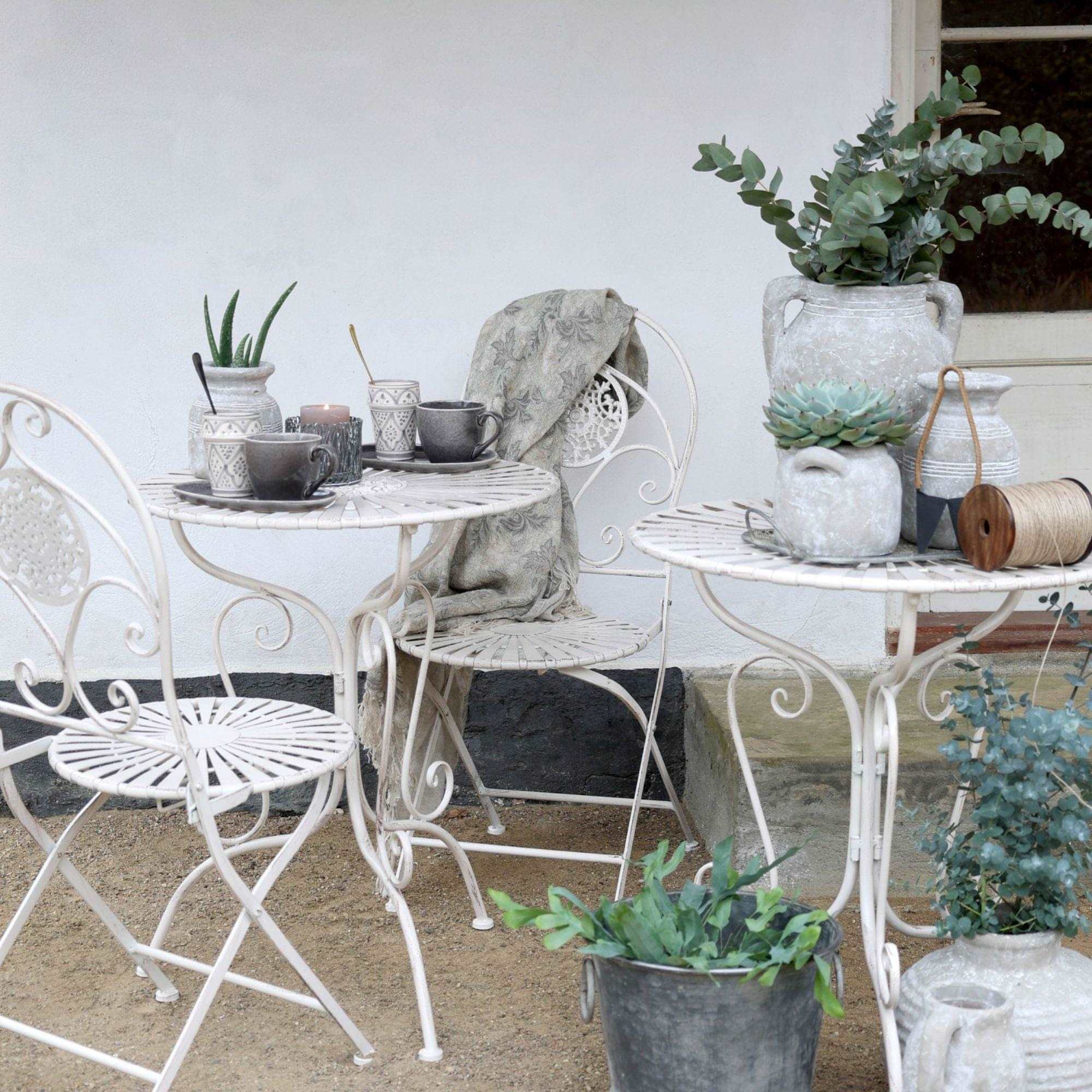 Chic Antique Garten Tisch aus Eisen weiß