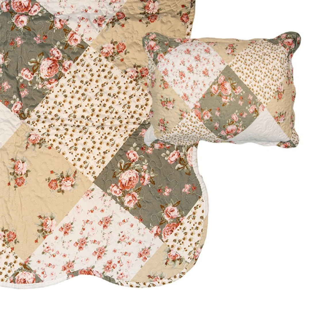 clayre & eef quilt decke 180x150 cm grün beige anna und ole Shop