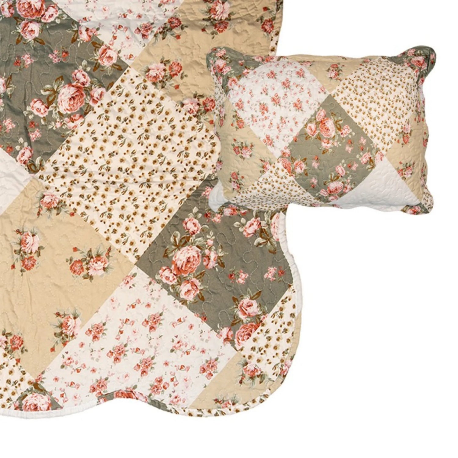 clayre &amp; eef quilt decke 180x150 cm grün beige anna und ole Shop