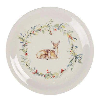 Clayre &amp; Eef großer ø 28 cm Servier-Teller Herbst Winter &quot;Rehe&quot;