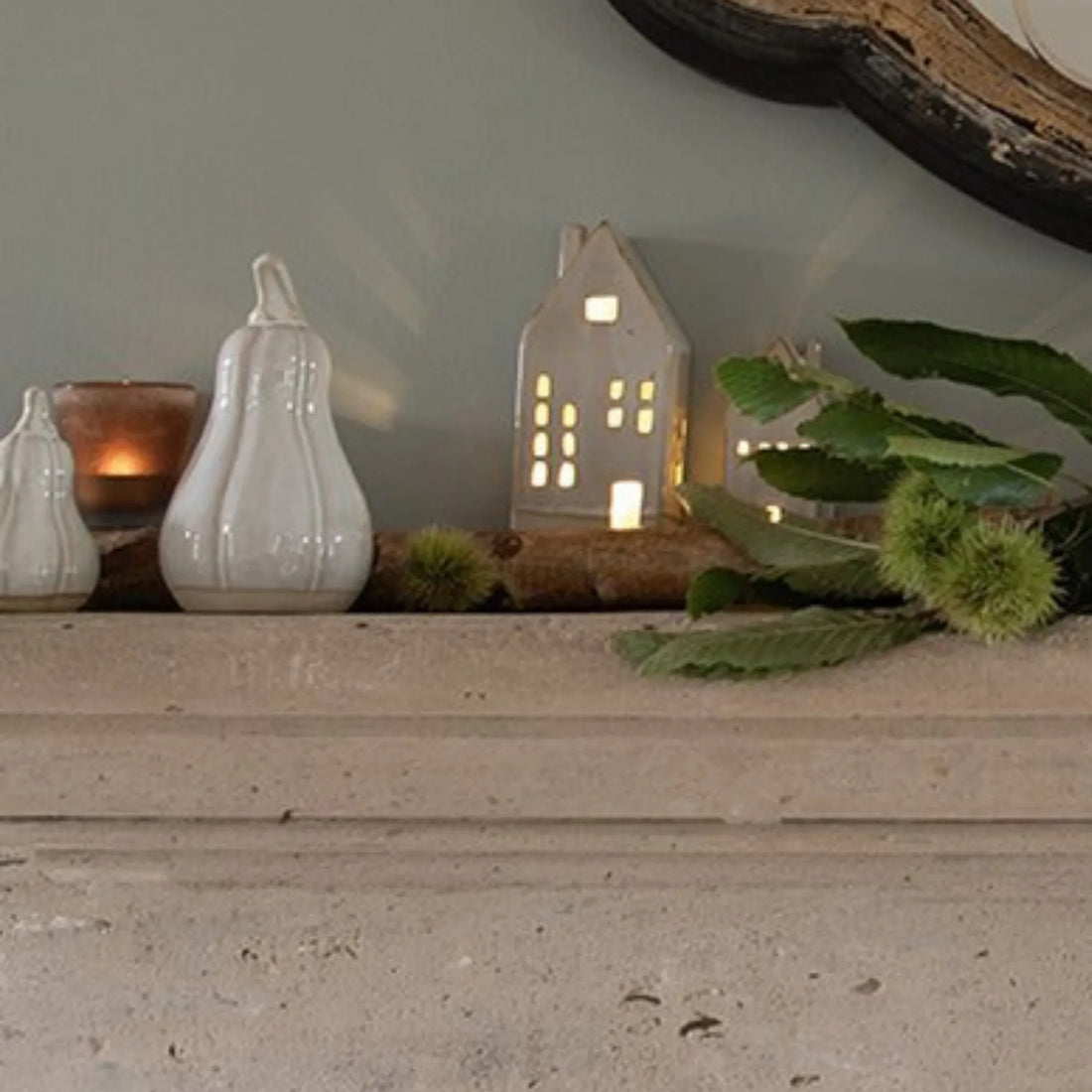 Clayre & Eef Herbst Kürbis aus Porzellan beige 9 cm