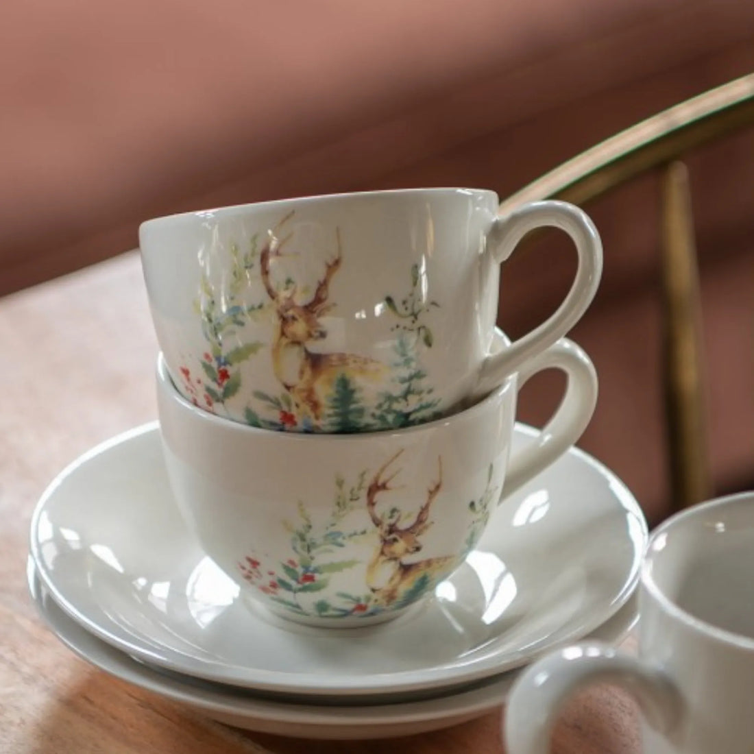 clayre eef tasse mit unterteller hirsch herbst anna und ole shop