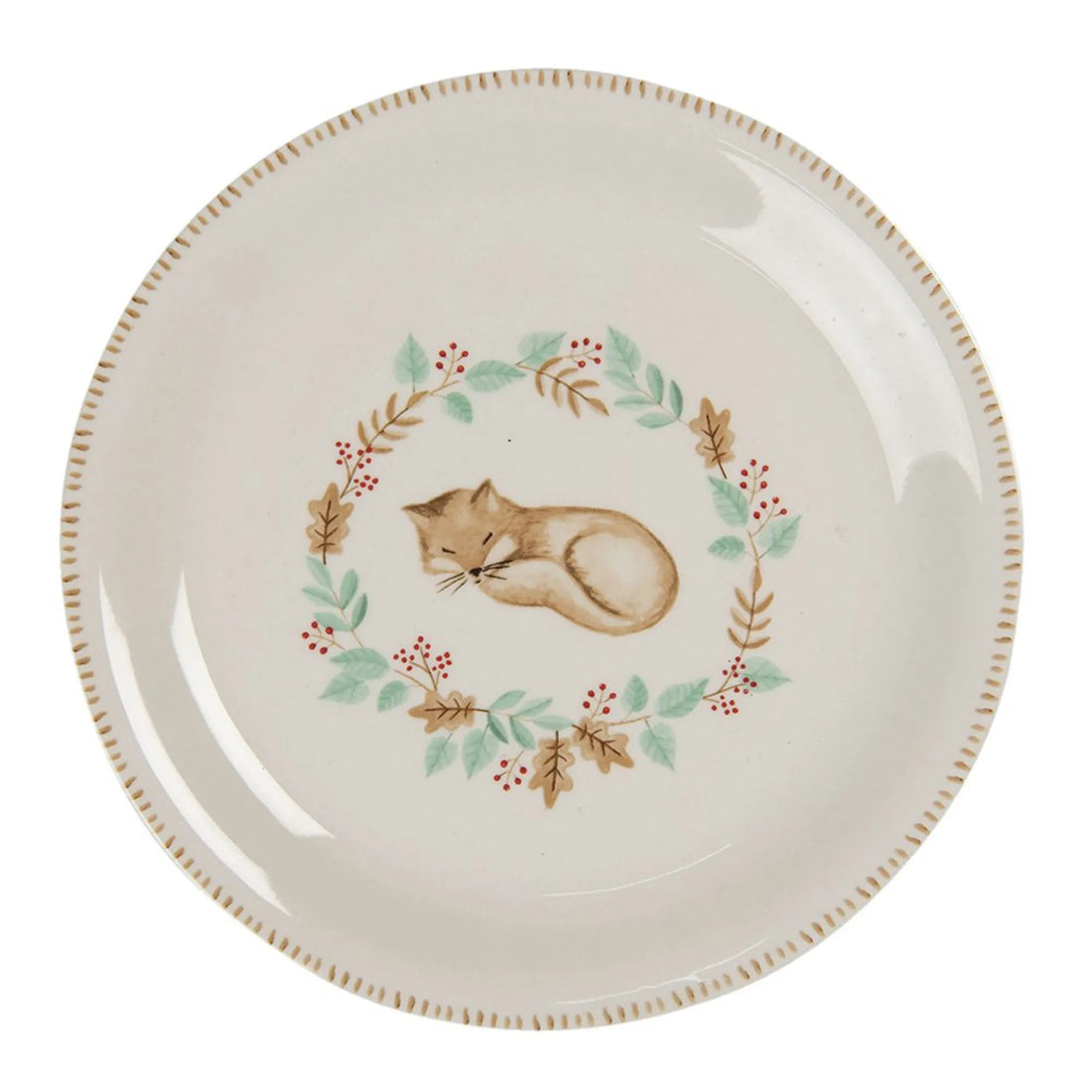 Clayre &amp; Eef Teller ø 20 cm Herbst Winter &quot;Schlafender Fuchs&quot;