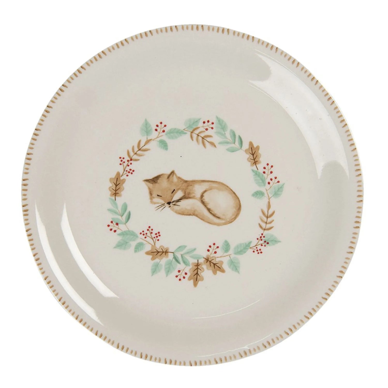 Clayre &amp; Eef Teller ø 20 cm Herbst Winter &quot;Schlafender Fuchs&quot;