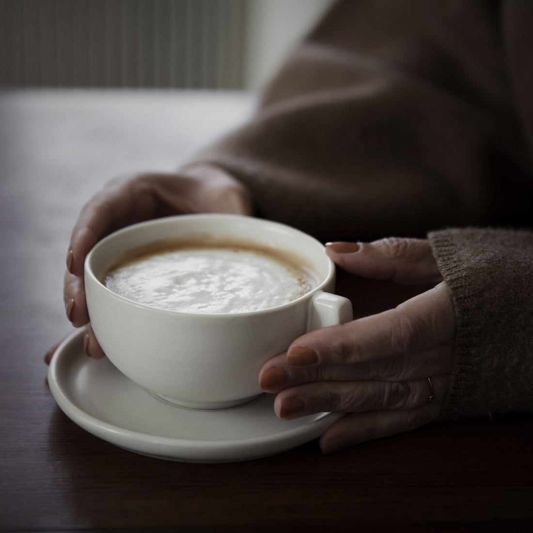 ERNST große Tasse mit Unterteller weiß