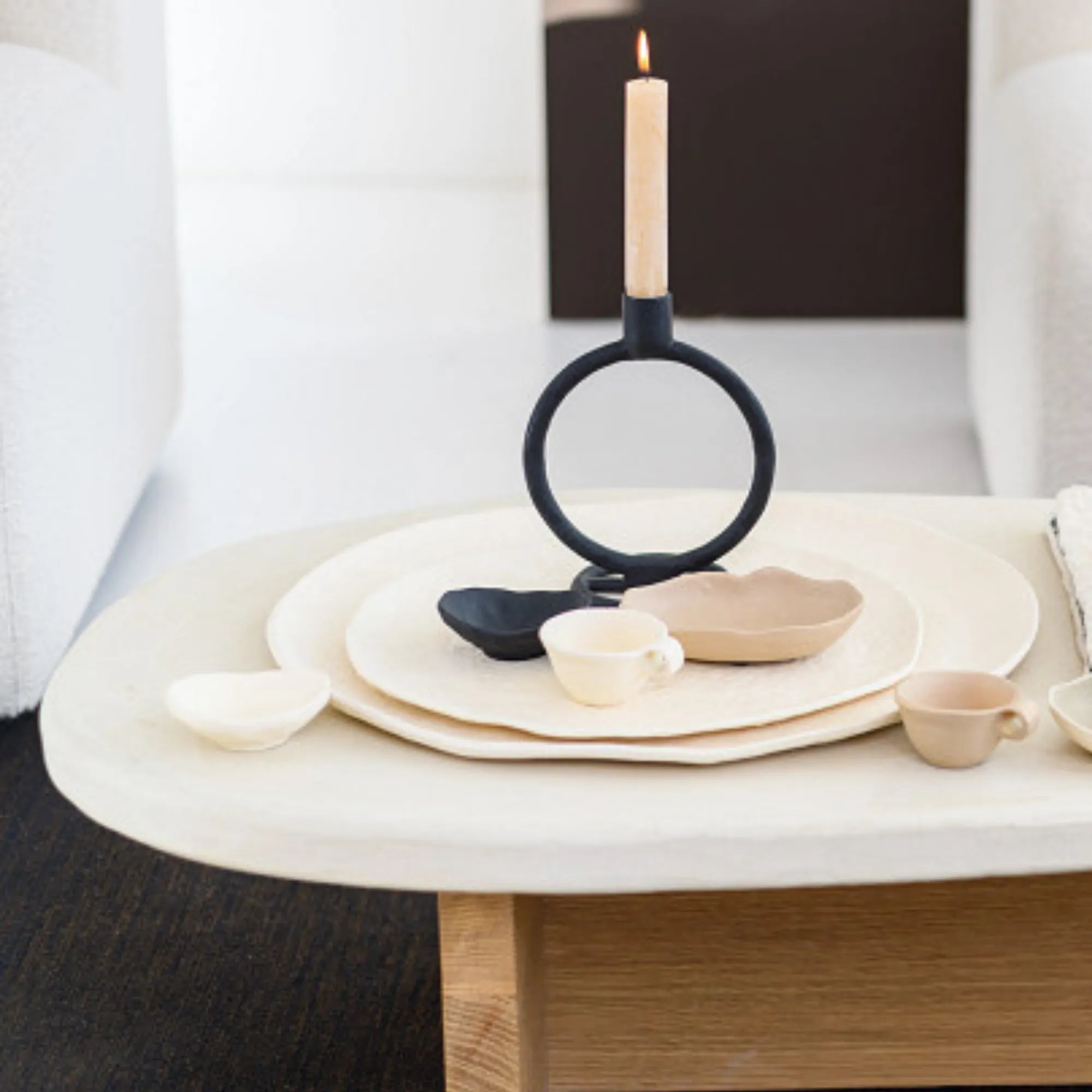 Home Society Kerzenhalter "Cuppa" Tasse aus Metall weiß