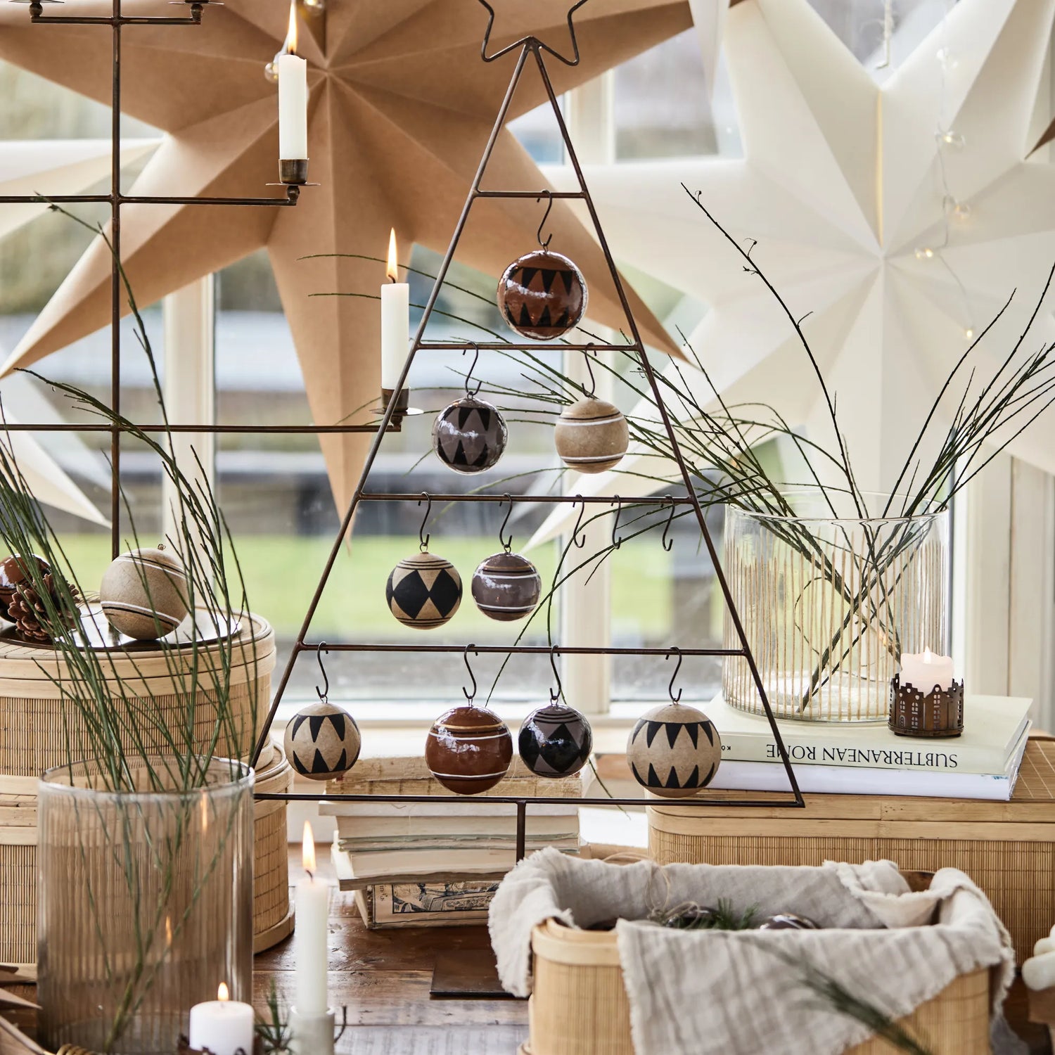 Ib Laursen Weihnachtskugel 3 teiliges Set &quot;Rustic&quot; braun