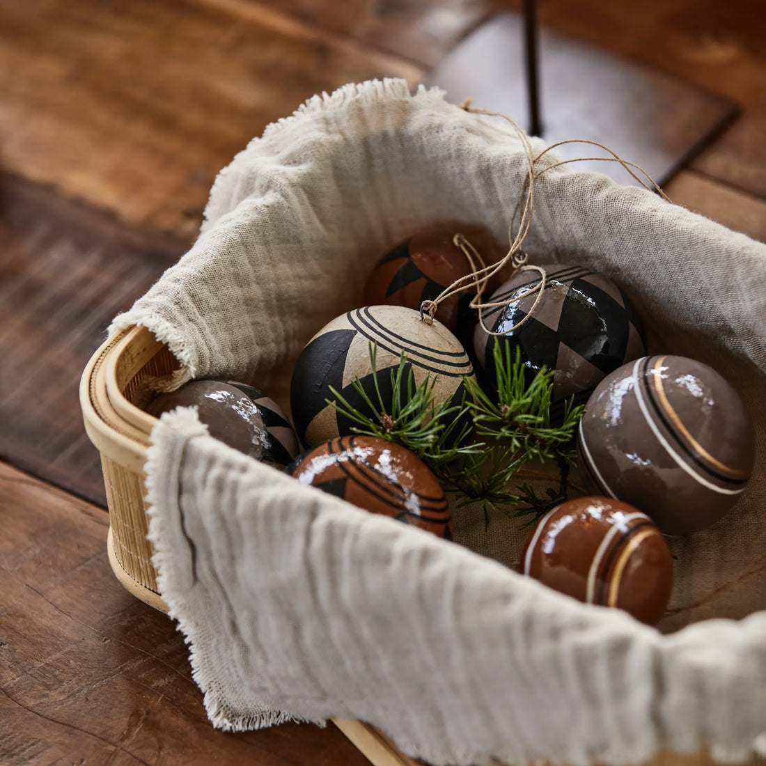 ib laursen Set 3 teilig kugeln braun rustik weihnachten anna und ole shop