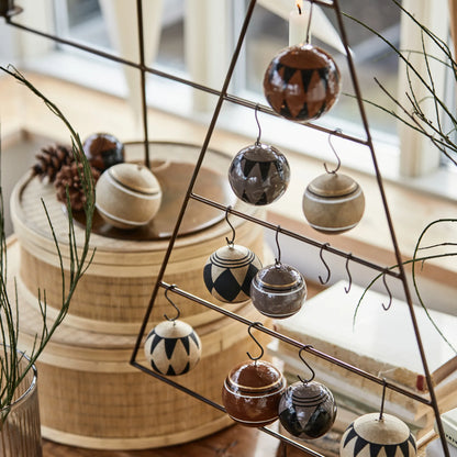 Ib Laursen Weihnachtskugel 3 teiliges Set &quot;Rustic&quot; braun