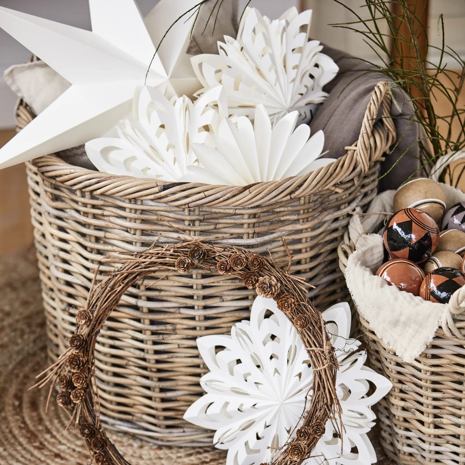 Ib Laursen Weihnachtskugel 3 teiliges Set &quot;Rustic&quot; braun